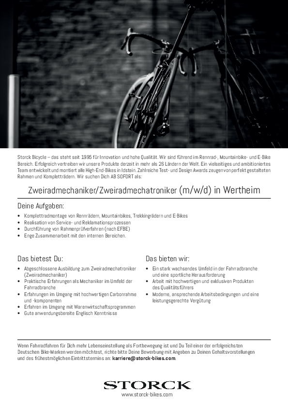 Zweiradmechaniker/Zweiradmechatroniker (m/w/d) in Wertheim