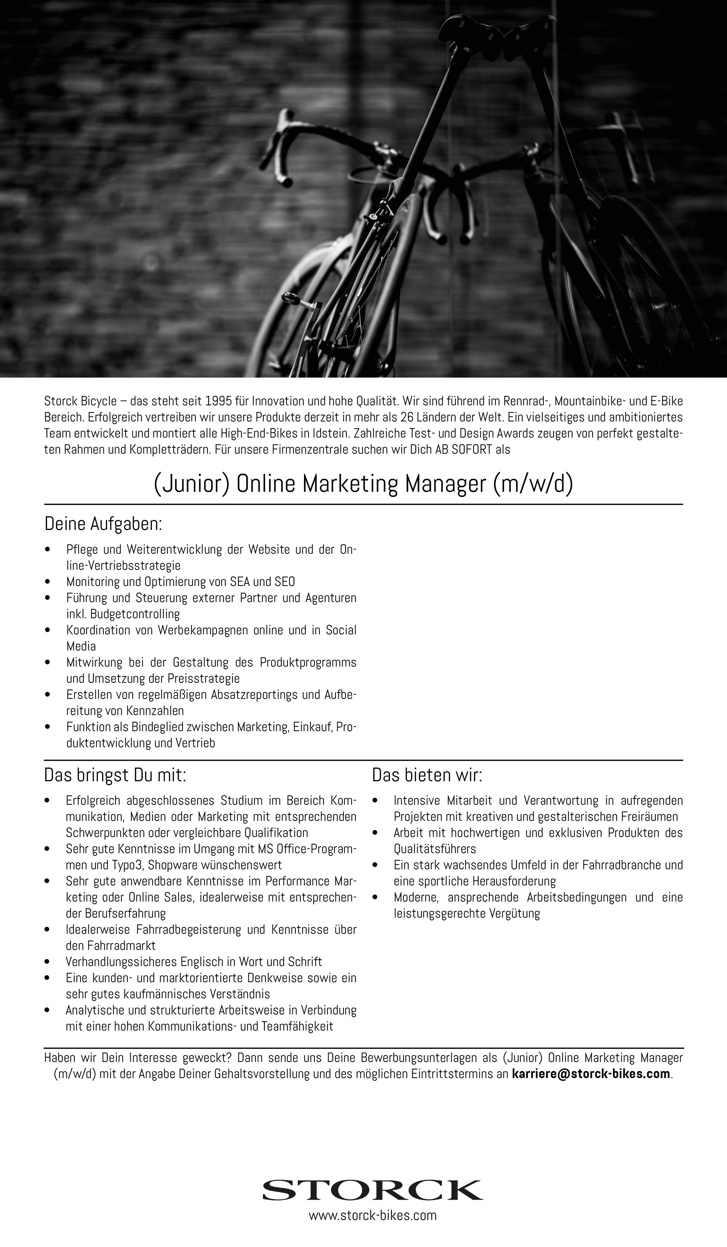 (Junior) Online Marketing Manager (m/w/d)